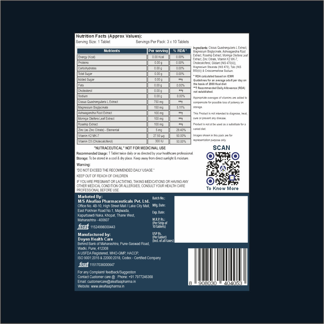 OsteoVigor 10s | Bone Health | Calcium, D3 & K2 |