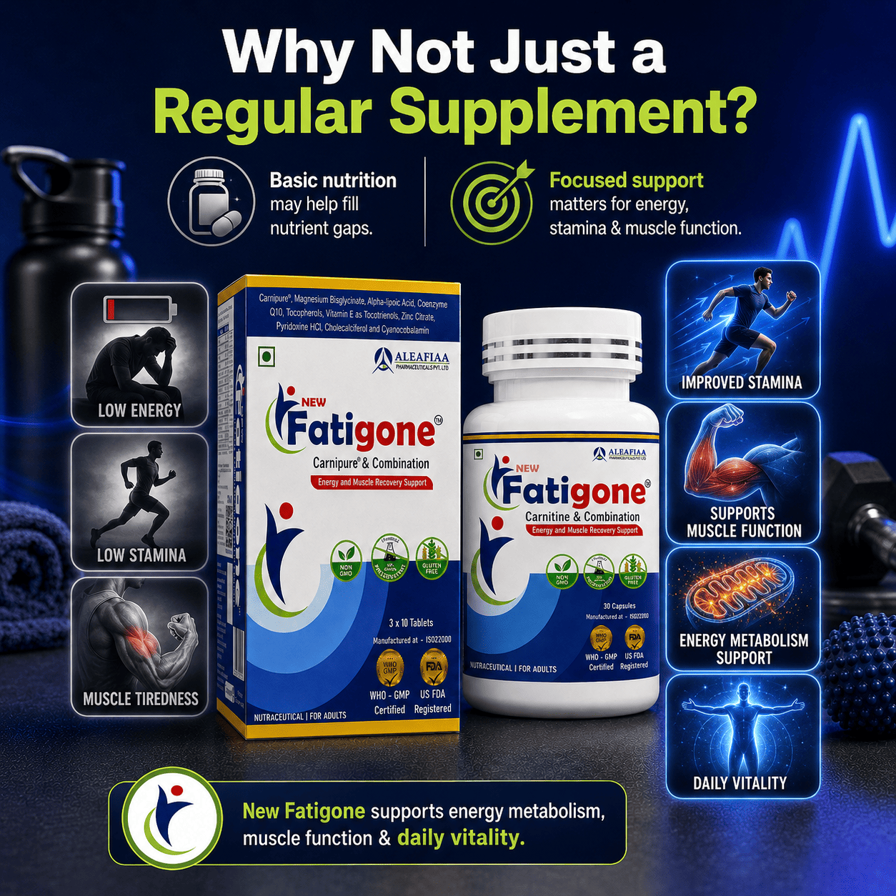Fatigone | Pack of 30 | Energy & Stamina | CoQ10 | Monthly Pack Tablets