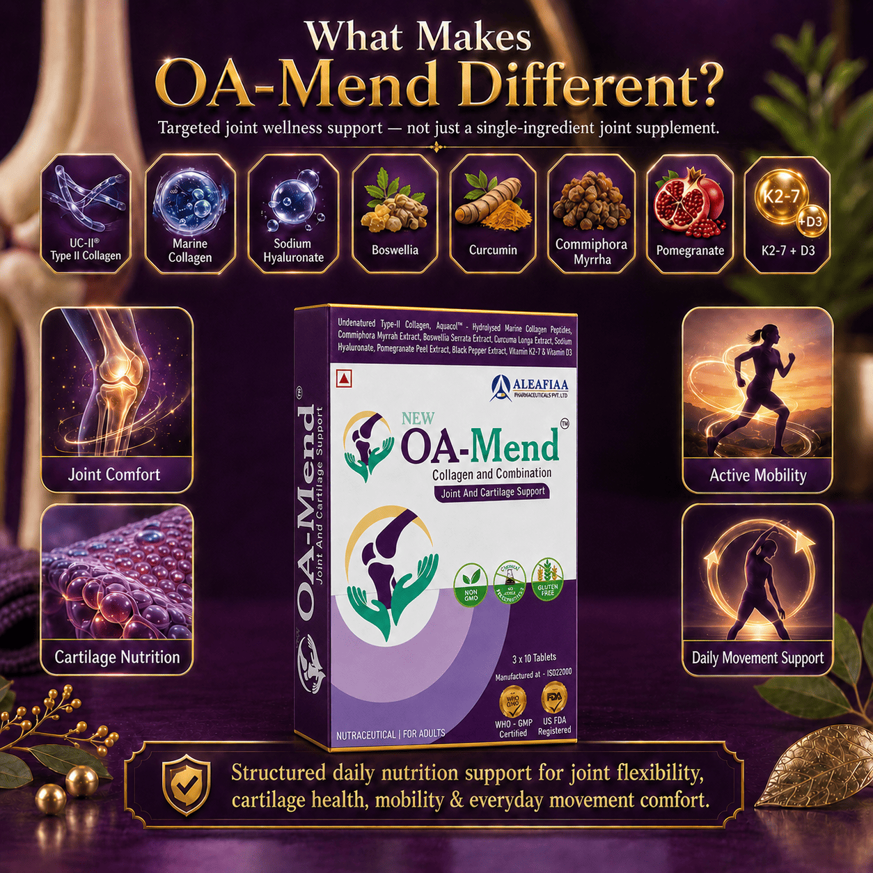 New OA-Mend | Strip Pack | Joint & Cartilage Support | Dual Collagen Tablets