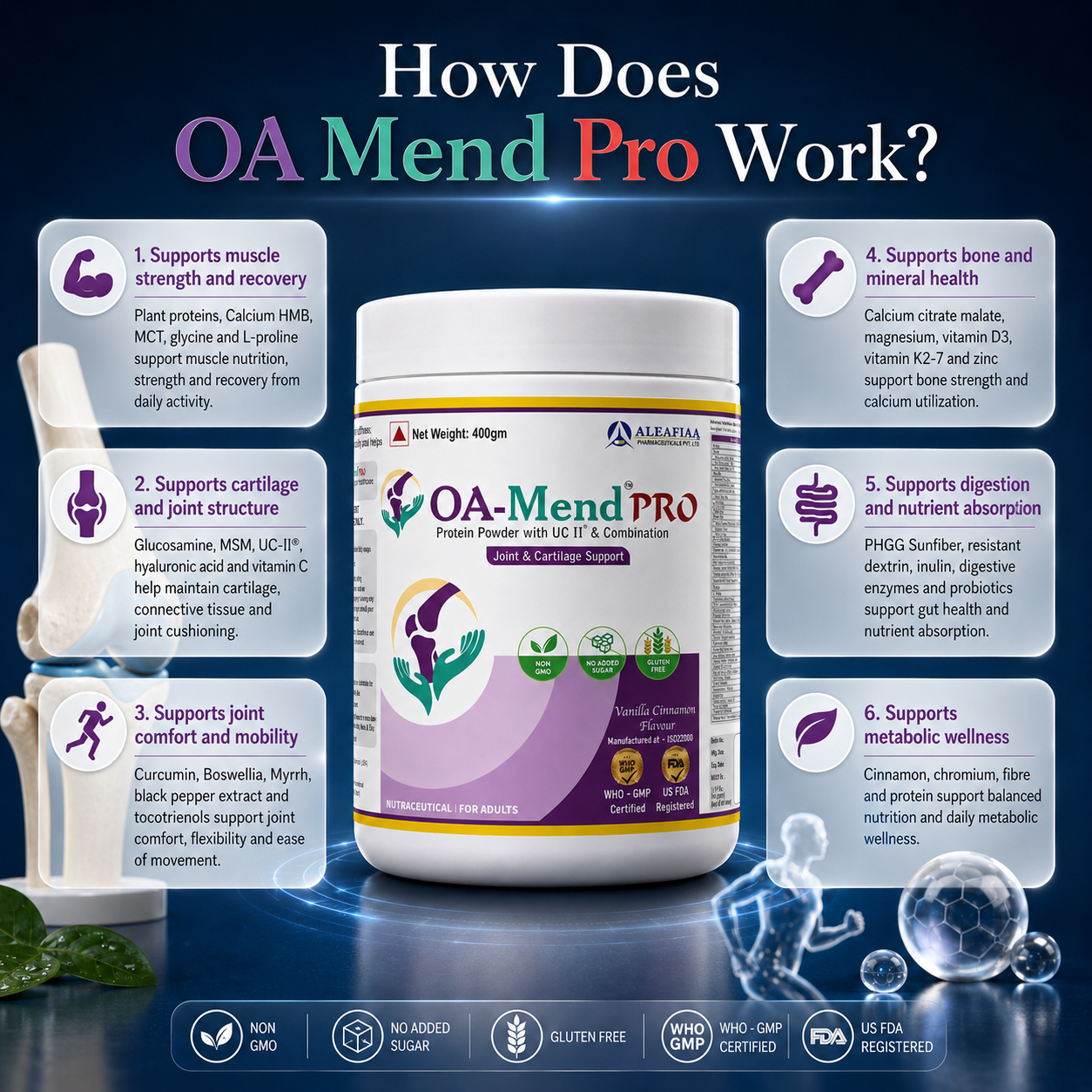 OA Mend Pro Protein Powder 400 gms | Muscle, Joint & Bone Support