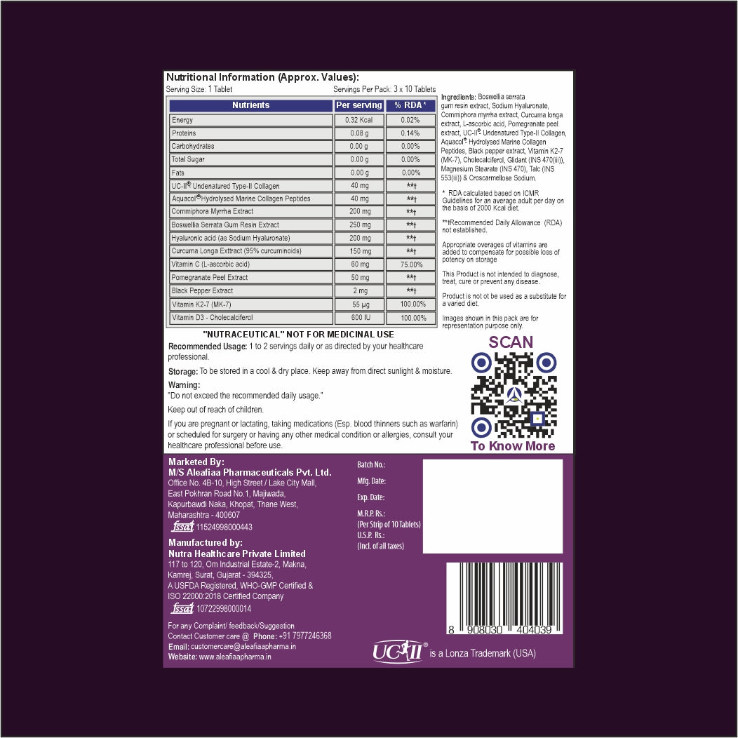 New OA-Mend | Strip Pack | Joint & Cartilage Support | Dual Collagen Tablets