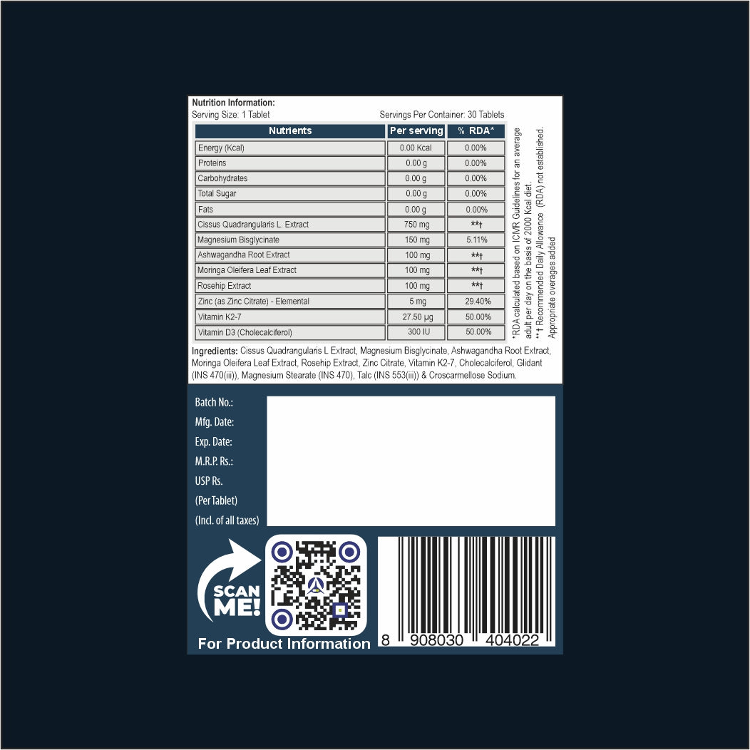 OsteoVigor 30s | Bone Health | Calcium, Vitamin D3 & K2