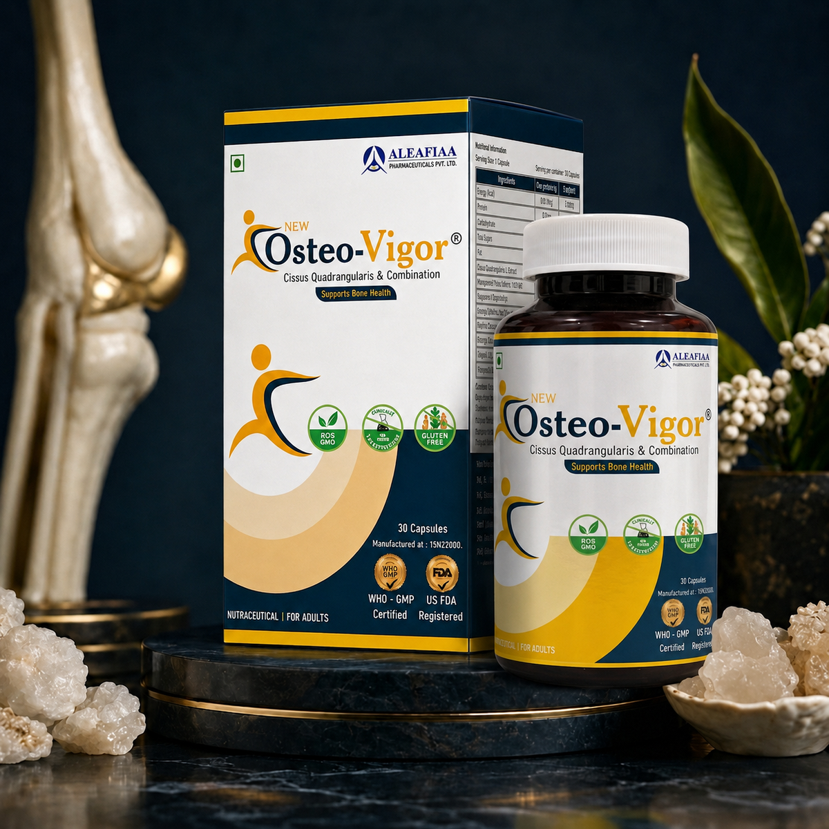 OsteoVigor | 30s | Bone Recovery & Health| Cissus Q., Vitamin D3 & K2  | Monthly Supply